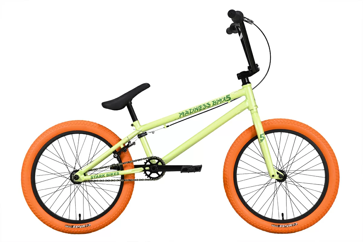 Фото Велосипед Stark Madness BMX 5 (2023) оливковый/зеленый/оранжевый со склада магазина СпортЕВ