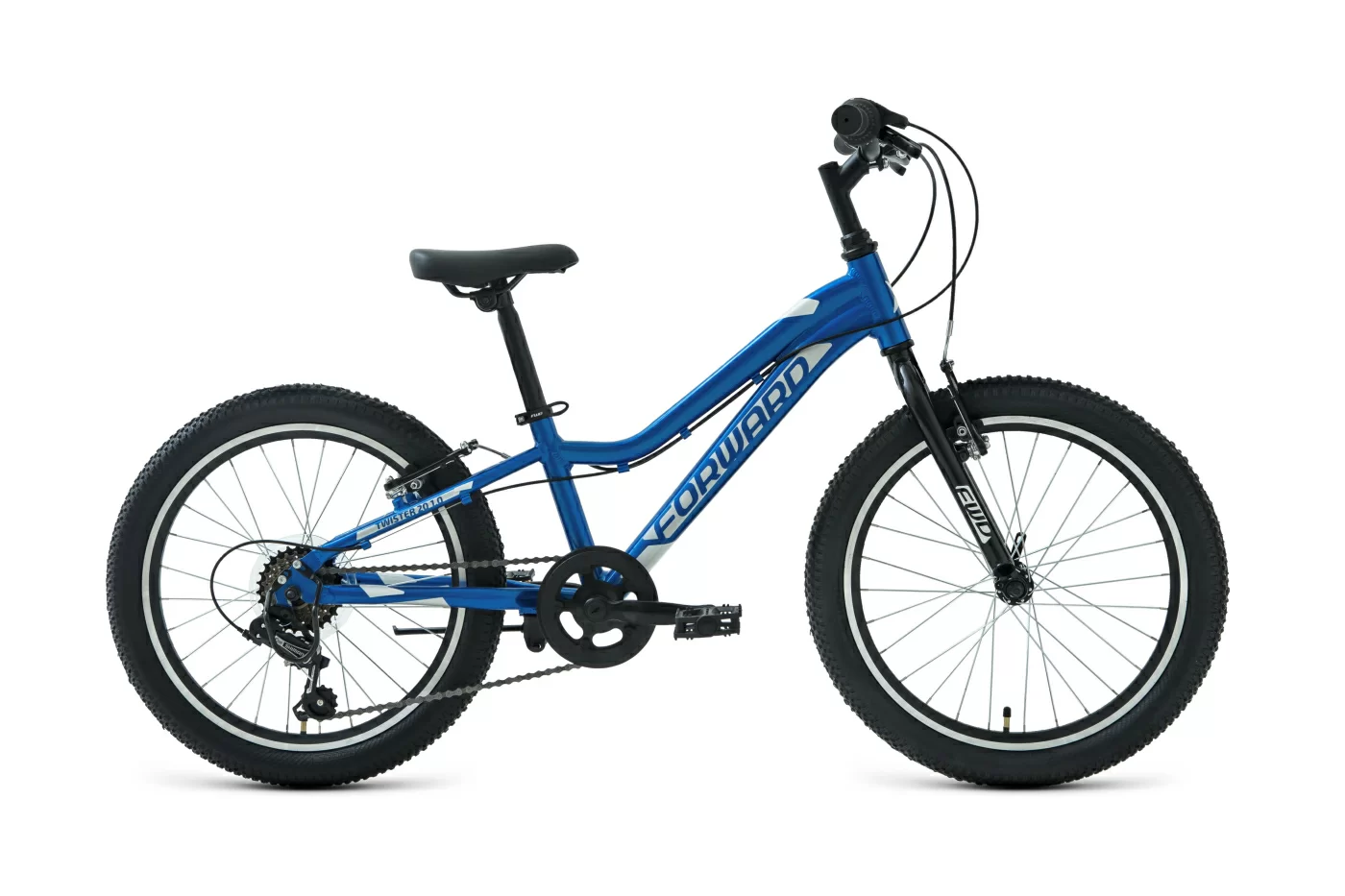 Фото Велосипед Forward Twister 20 1.0 (7ск) (2021) синий/белый со склада магазина СпортЕВ