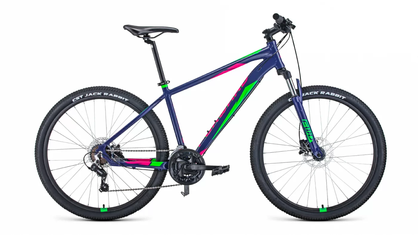 Фото Велосипед Forward Apache 27.5 3.2 disc (2021) фиолетовый/зеленый со склада магазина СпортЕВ