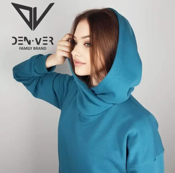 Худи DEN.VER (Ф3 петля) женское с запахом, карманом кенгуру голубое В Х-4-001-2 Фото Худи DEN.VER (Ф3 петля) женское с запахом, карманом кенгуру голубое В Х-4-001-2 со склада магазина Спортев