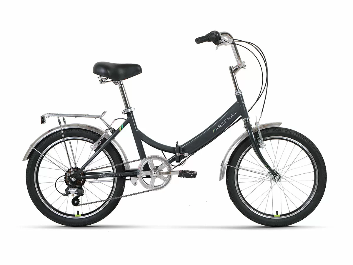 Фото Велосипед Forward Arsenal 20 2.0 скл (6ск) (2022) темно-серый/зеленый со склада магазина СпортЕВ