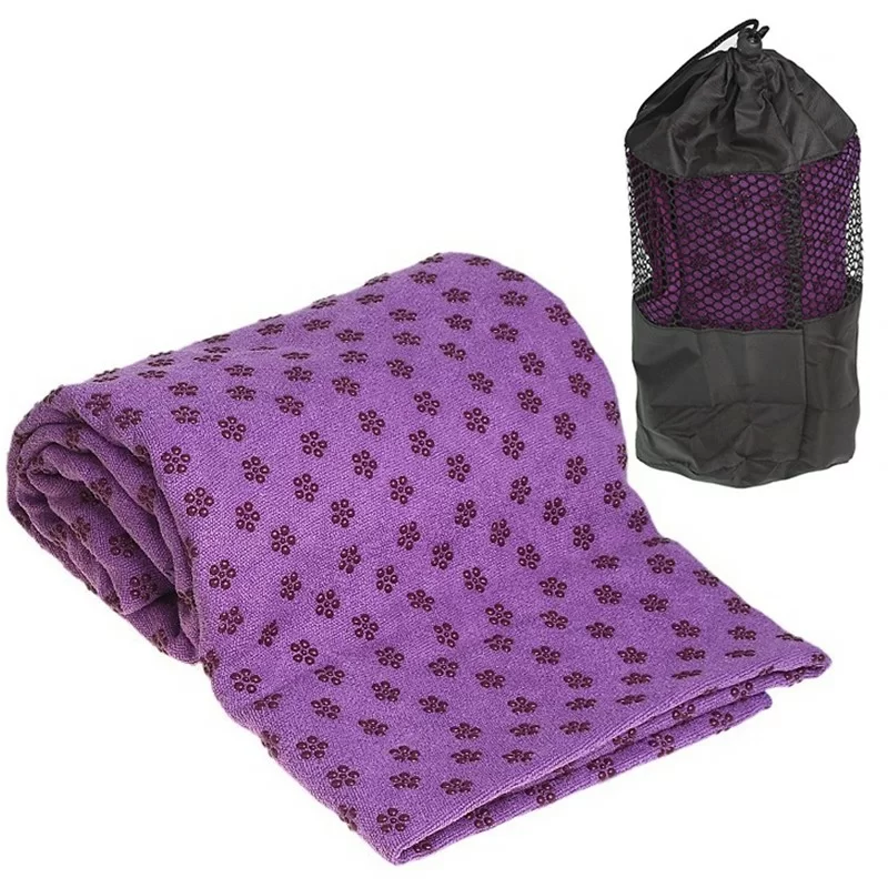 Фото Полотенце для йоги C28849-2 183х63 см с сумкой для переноски фиолетовое со склада магазина СпортЕВ