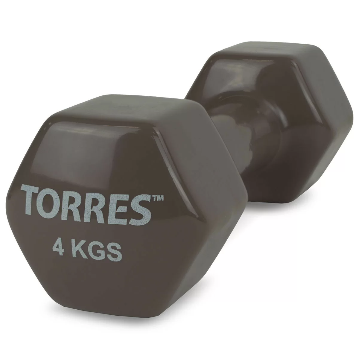 Фото Гантель виниловая 4 кг Torres темно-серый PL522206 со склада магазина СпортЕВ