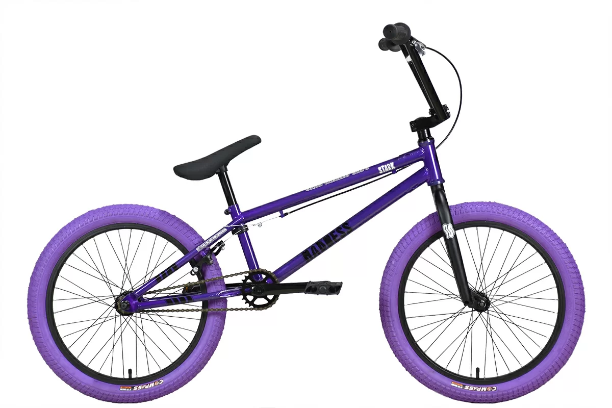 Фото Велосипед Stark Madness BMX 4 (2024) серо-фиолетовый/черный/фиолетовый со склада магазина Спортев