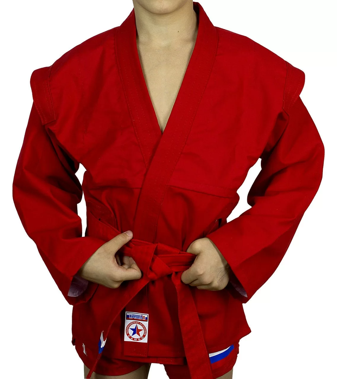 Фото Куртка для самбо Крепыш облегченная красная К.31.КР-44.00 со склада магазина СпортЕВ