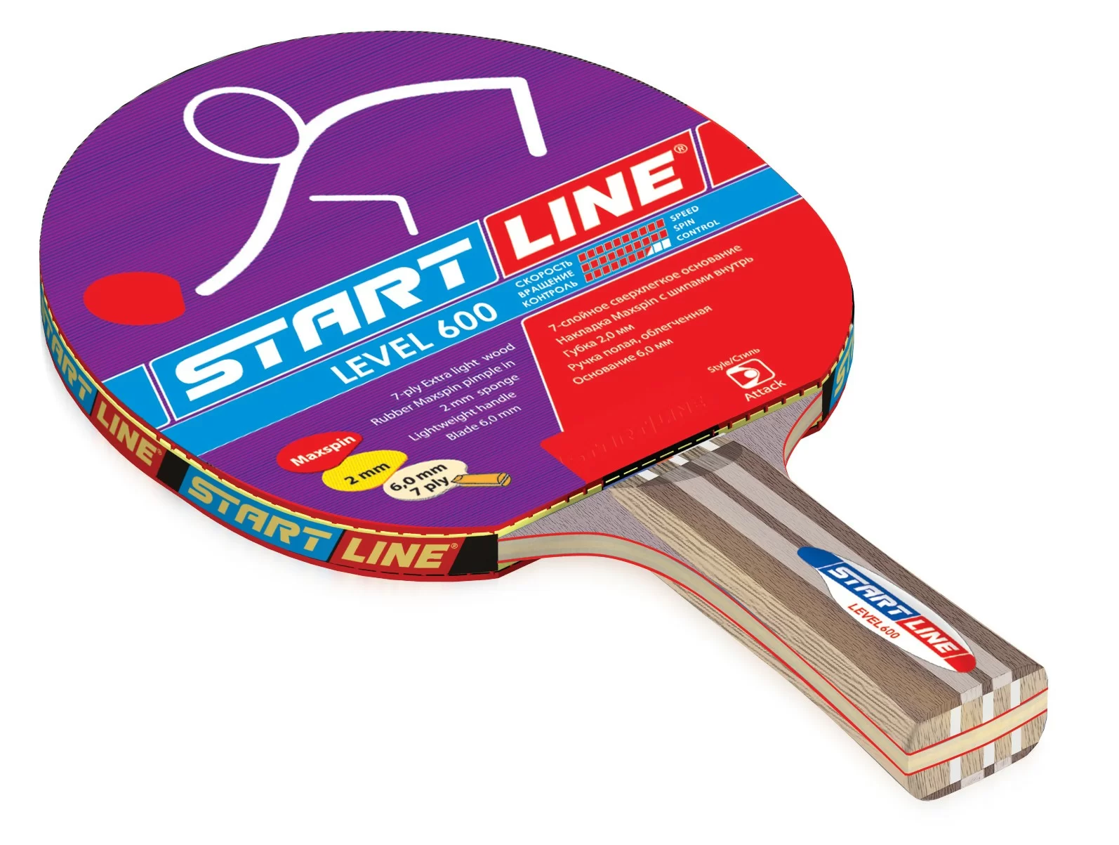 Фото Ракетка для настольного тенниса Start Line Level 600 (прямая) 60-713 со склада магазина СпортЕВ