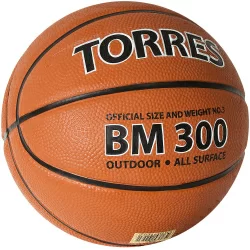 Мяч баскетбольный Torres BM300 размер №3 резина темно-оранж-черный B02013
