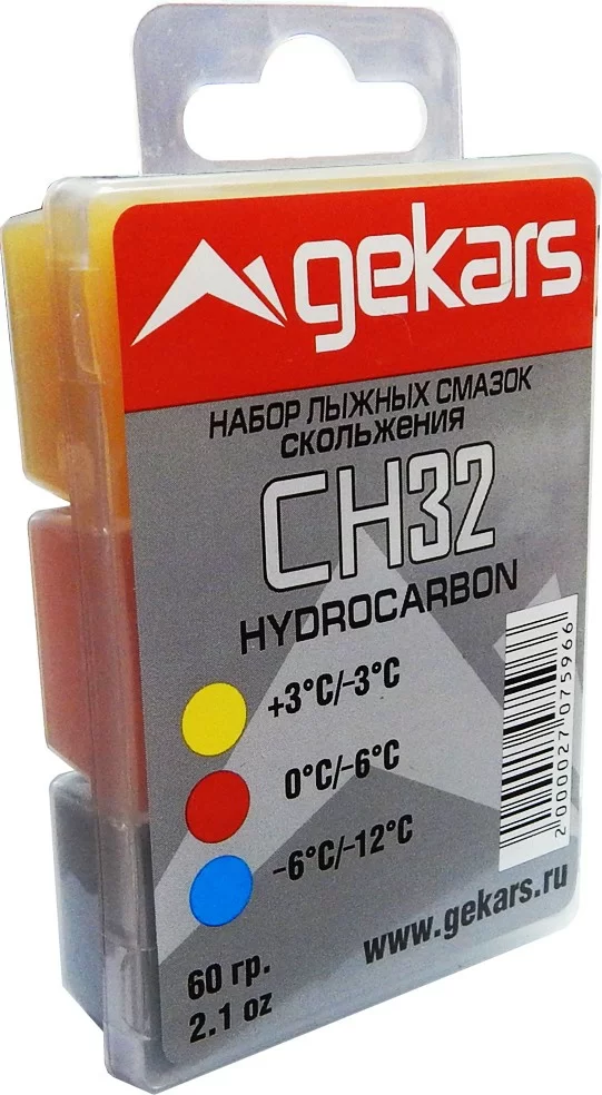 Фото Набор парафинов/мазей скольжения Gekars Hydrocarbon CH32 (+3..-3; 0..-6; -6..-12°С) 2499 со склада магазина Спортев