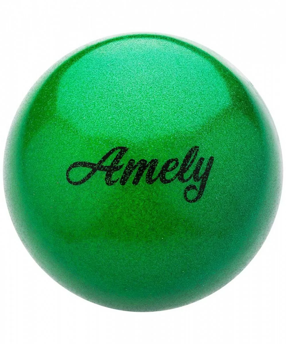 Фото Мяч для художественной гимнастики 19 см Amely AGB-103 с насыщенными блестками зеленый со склада магазина СпортЕВ