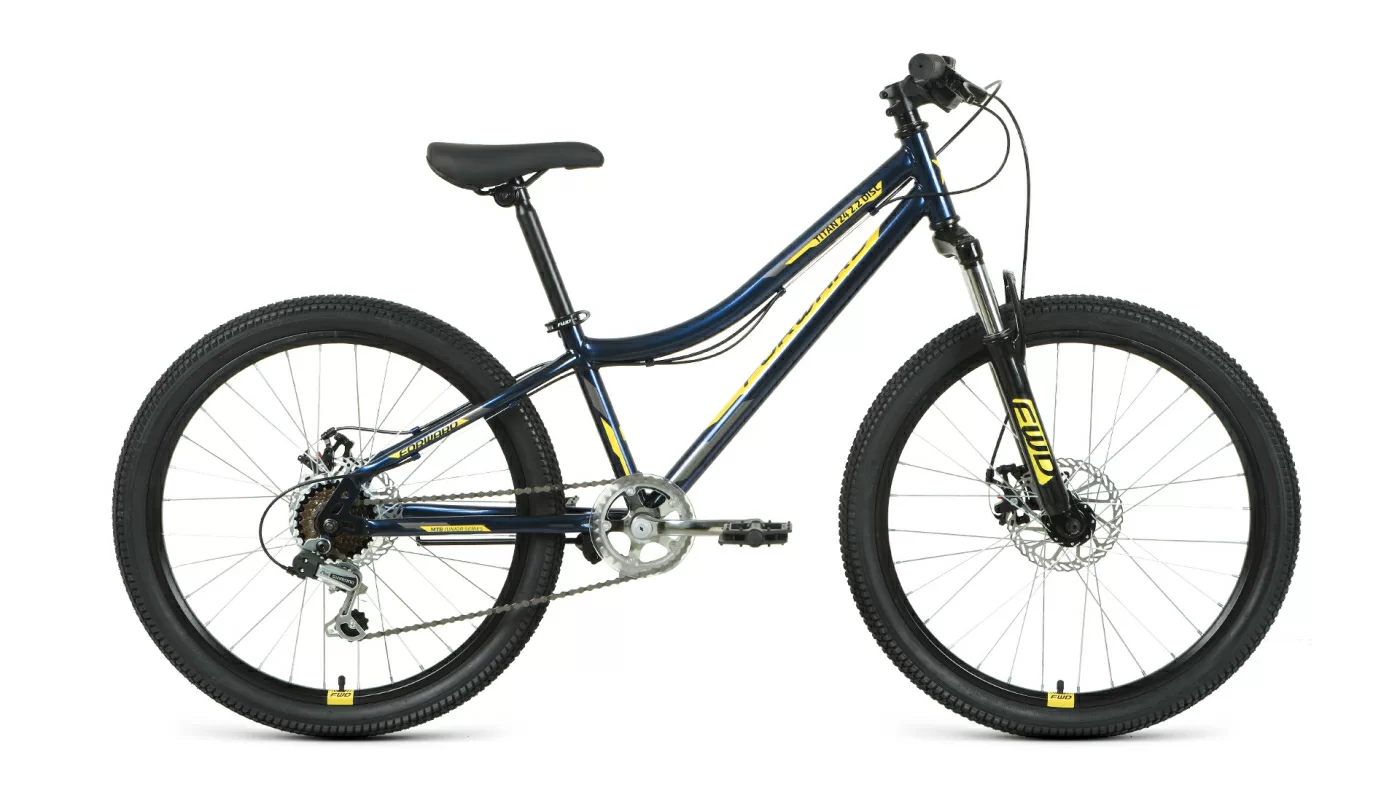 Фото Велосипед Forward Titan 24 2.0 D (6ск) (2022) т.синий/золотой со склада магазина СпортЕВ