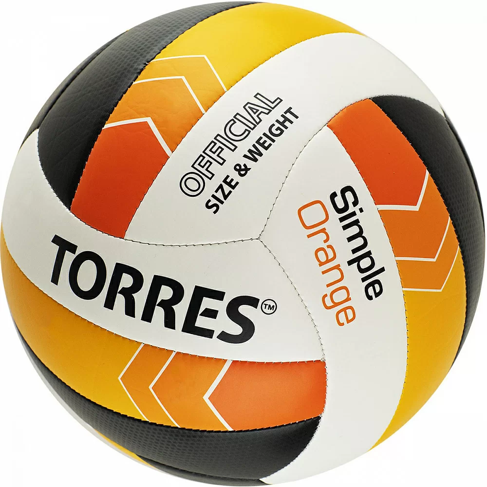 Фото Мяч волейбольный Torres Simple Orange р.5 синт. кожа бело-черно-оранжевый V32125 со склада магазина СпортЕВ