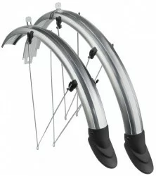 Крылья 26" SP56A 7A полноразмерные пластиковые с брызговиками серебр. 610017