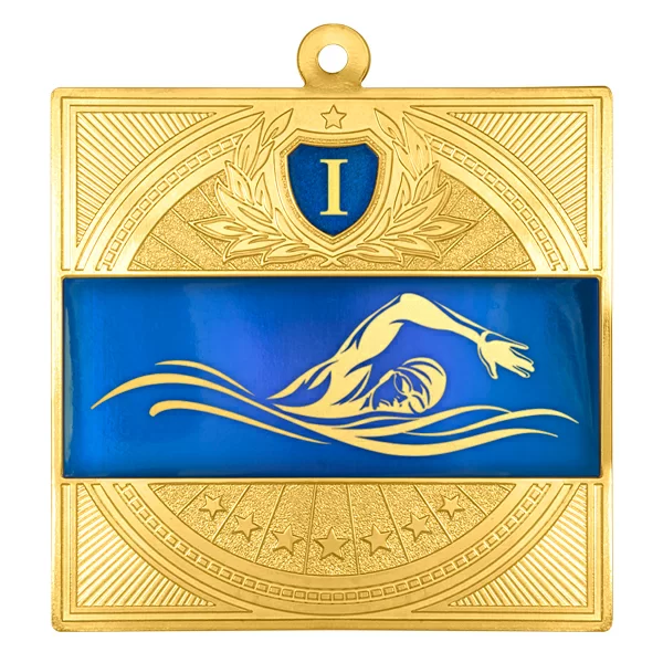 Фото Медаль MZP 301-65/GBU кроль 1 место (65х65мм, s-2,5мм) латунь со склада магазина Спортев