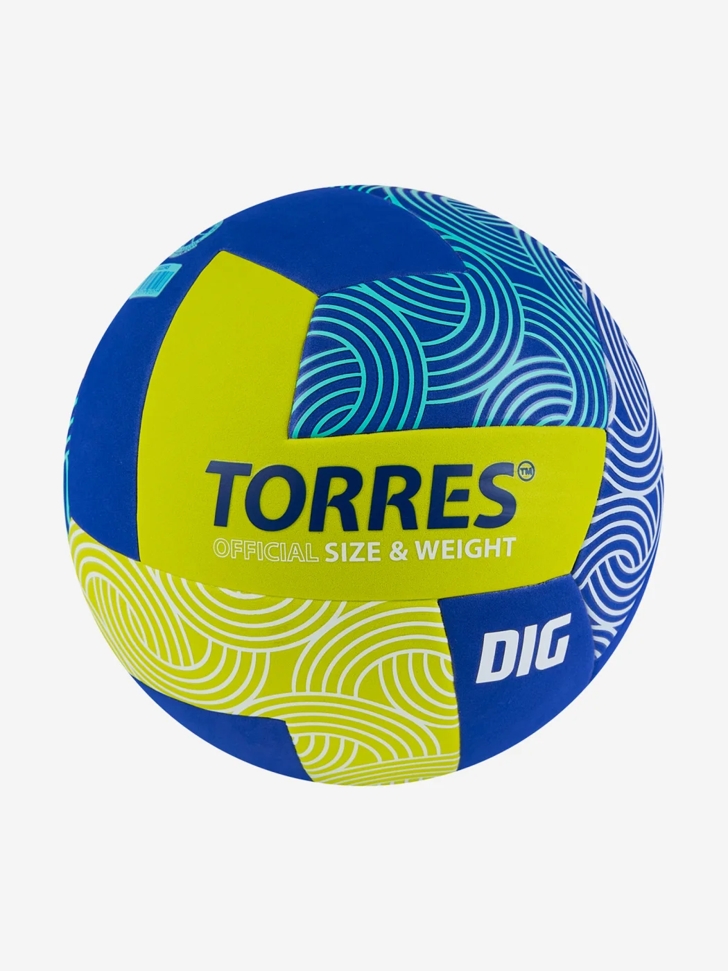 Мяч волейбольный Torres Dig р.5 синт. кожа салатовый/синий V22345 Фото Мяч волейбольный Torres Dig р.5 синт. кожа салатовый/синий V22345 со склада магазина Спортев