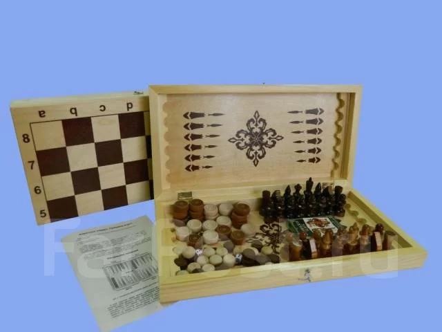 Фото Набор игр (4 в 1) нарды, шашки, лото, карты 400*200*55 НШ-4 со склада магазина СпортЕВ
