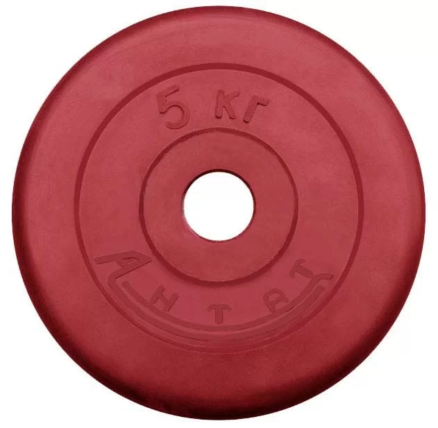 Фото Диск d 26 мм Антат тренировочный обрезиненный 5 кг красный ДтАЦ-05-26 со склада магазина СпортЕВ