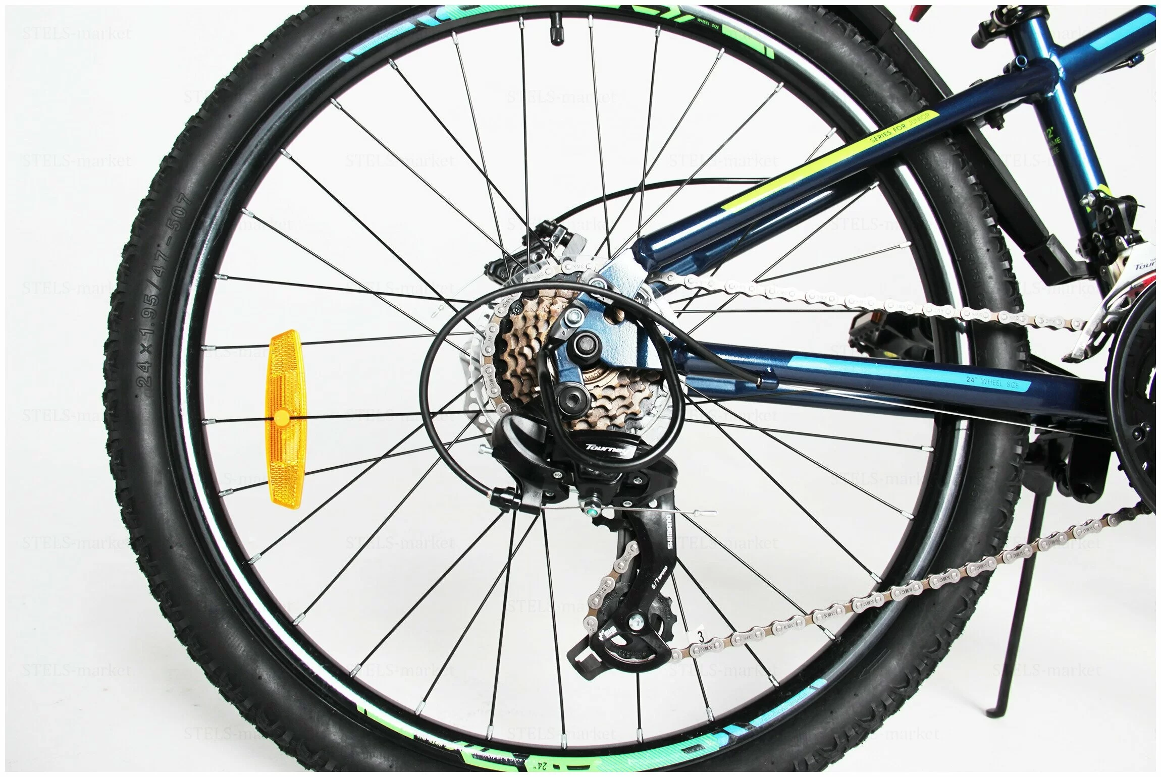 Фото Велосипед Stels Navigator-400 MD 24" синий/салатовый/голубой F010 со склада магазина СпортЕВ