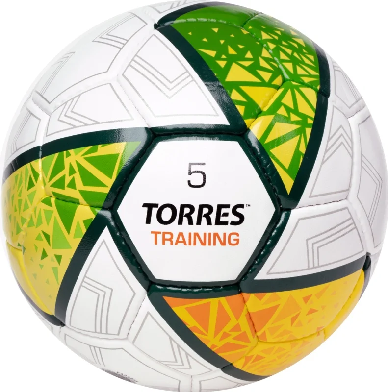 Мяч футбольный Torres Training р.5 PU руч. сшивка бело-зел-желт F323955 Фото Мяч футбольный Torres Training р.5 PU руч. сшивка бело-зел-желт F323955 со склада магазина Спортев