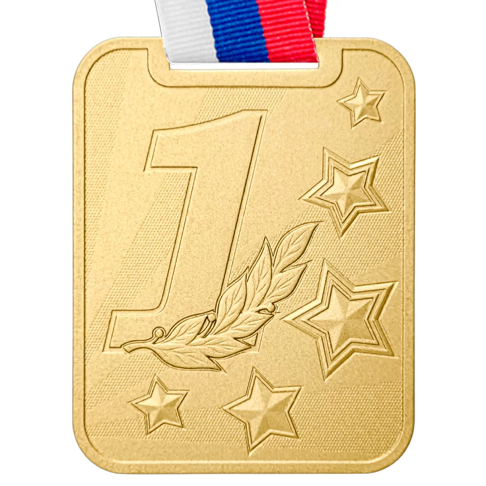 Фото Медаль MZP 515-70/GM 1 место с лентой (55х70мм, s-3 мм) со склада магазина СпортЕВ