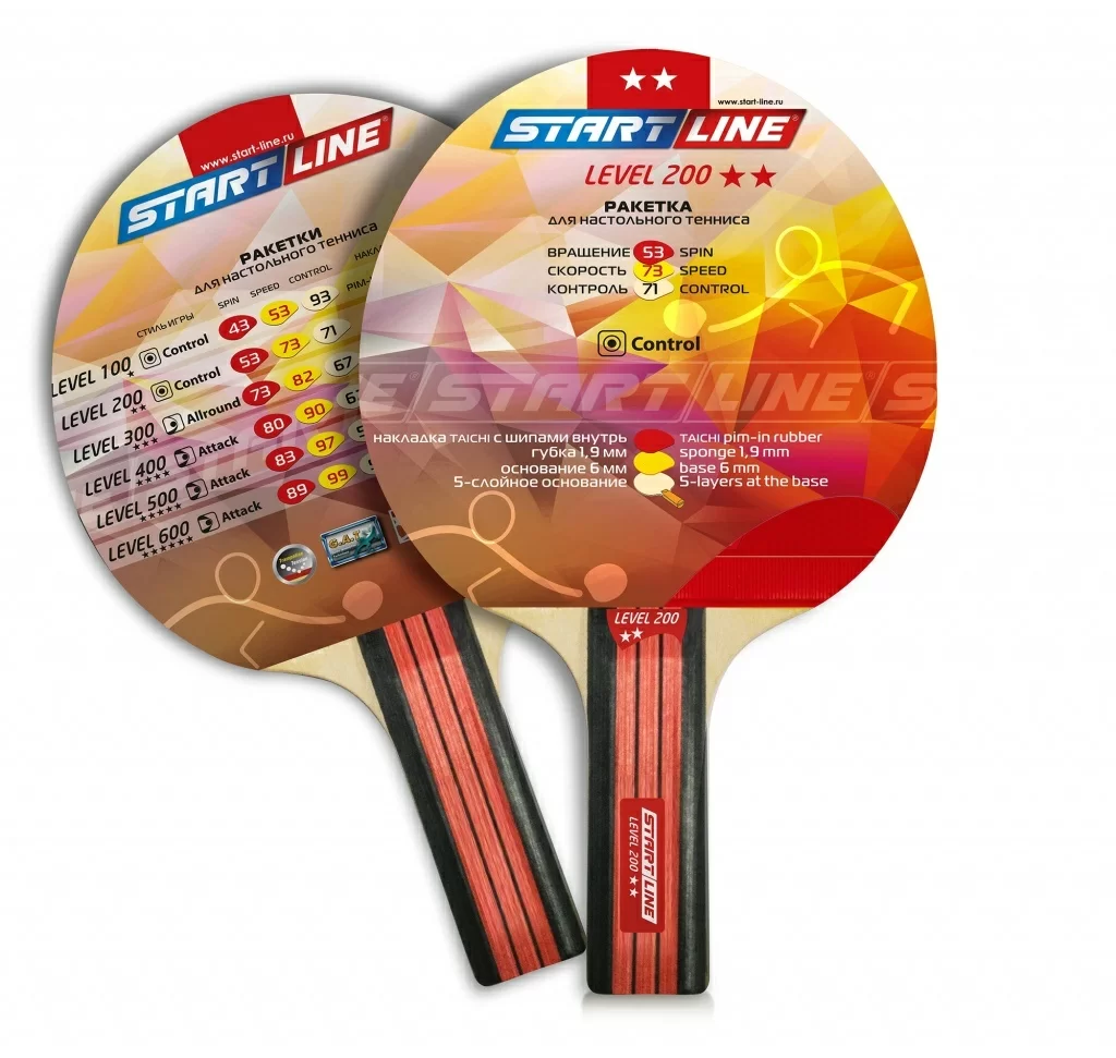 Фото Ракетка для настольного тенниса Start line Level 200 New (прямая) 12306 со склада магазина СпортЕВ