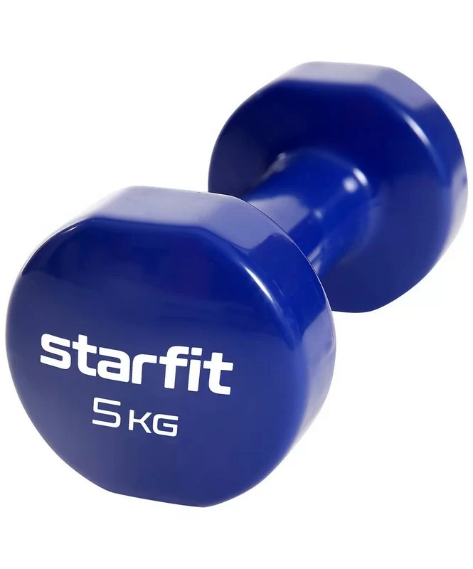 Фото Гантели виниловые 5 кг StarFit Core DB-101 темно-синий (пара) УТ-00020387 со склада магазина СпортЕВ