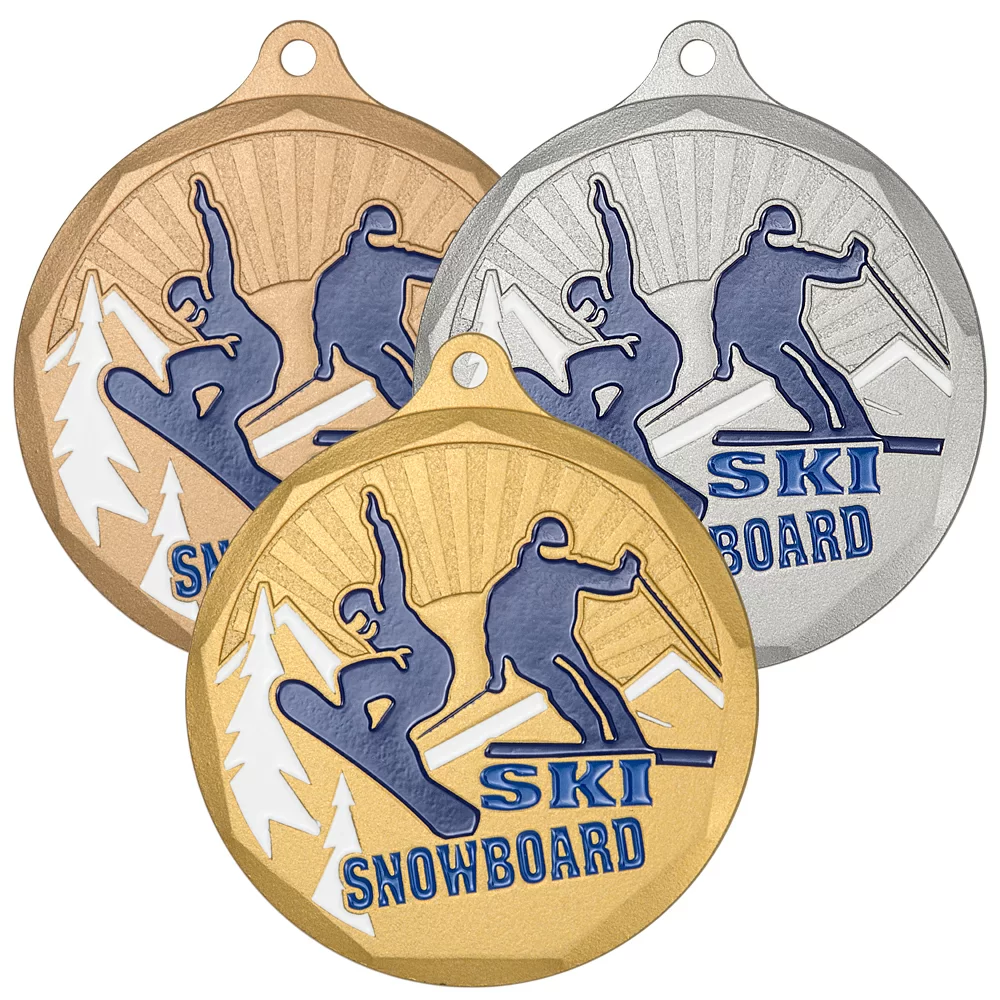 Фото Комплект медалей MZP 581-50 (G/S/B) сноуборд/горные лыжи (D-50мм, s-2 мм) со склада магазина Спортев