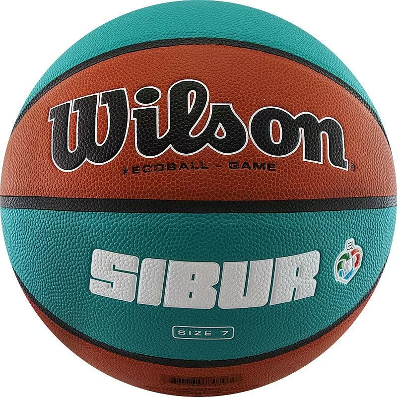Фото Мяч баскетбольный Wilson VTB Sibur Gameball Eco размер №7 композит бутил. кам. корич-бирюз. WTB0547XBVTB со склада магазина СпортЕВ