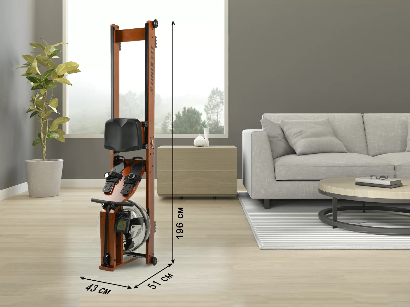 Фото Гребной тренажер UNIX Fit Wood Rower Dark со склада магазина Спортев