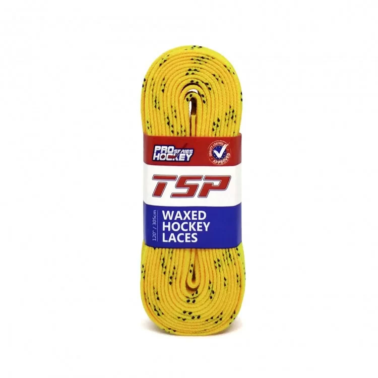 Фото Шнурки хоккейные 213 см с пропиткой TSP Hockey Laces Waxed yellow 2155 со склада магазина СпортЕВ