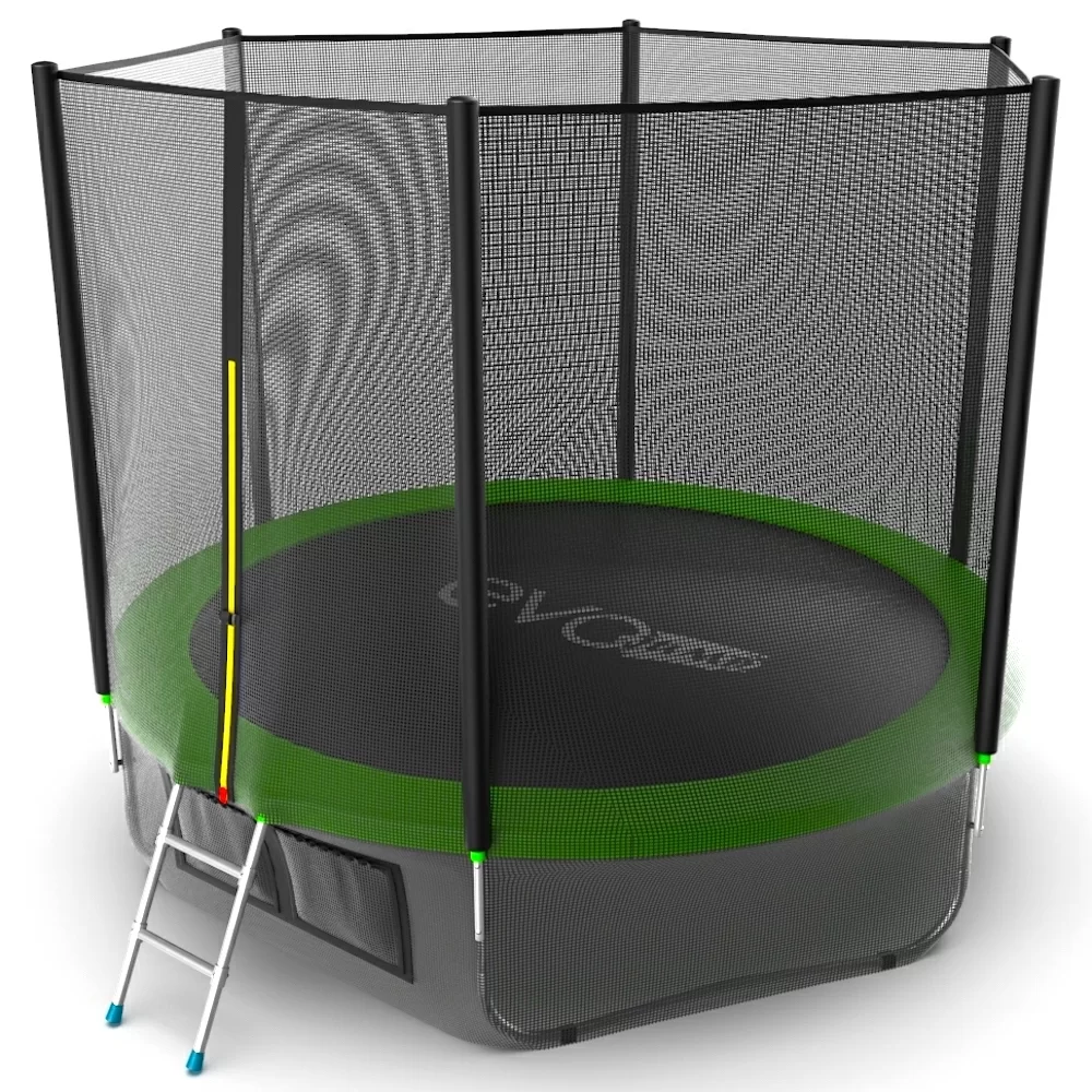 Фото EVO JUMP External 10ft (Green) + Lower net. Батут с внешней сеткой и лестницей, диаметр 10ft (зеленый) + нижняя сеть со склада магазина СпортЕВ