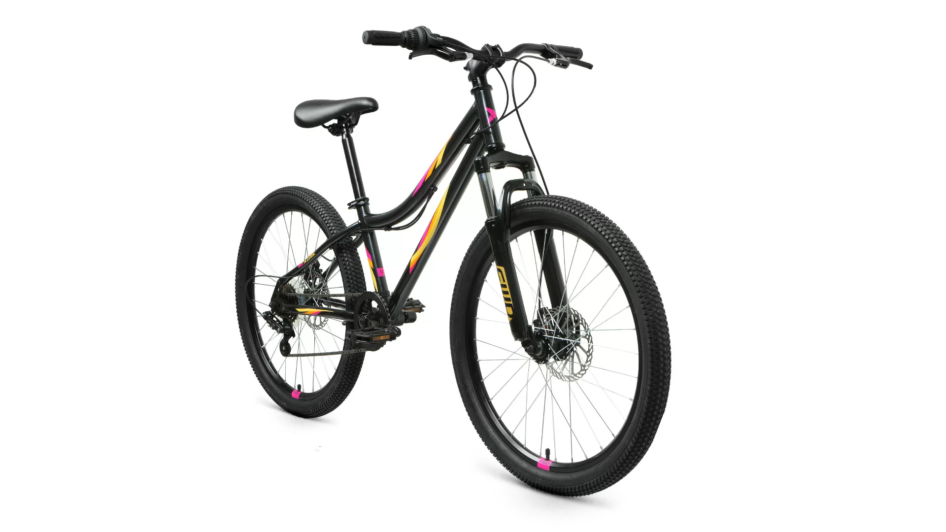 Фото Велосипед Forward Iris 24 2.0 D (6ск) (2022) черный/розовый со склада магазина СпортЕВ