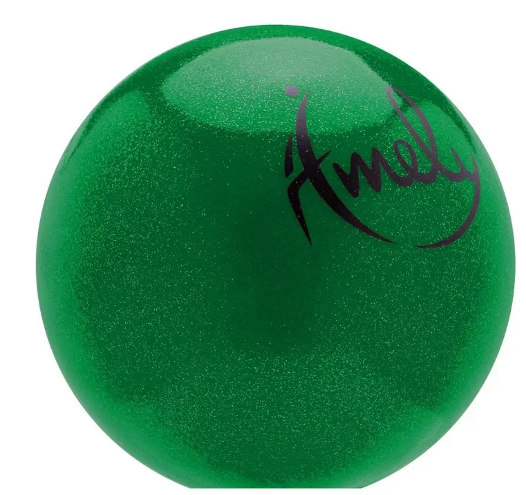Фото Мяч для художественной гимнастики 15 см Amely AGB-303 с насыщенными блестками зеленый 19942 со склада магазина СпортЕВ