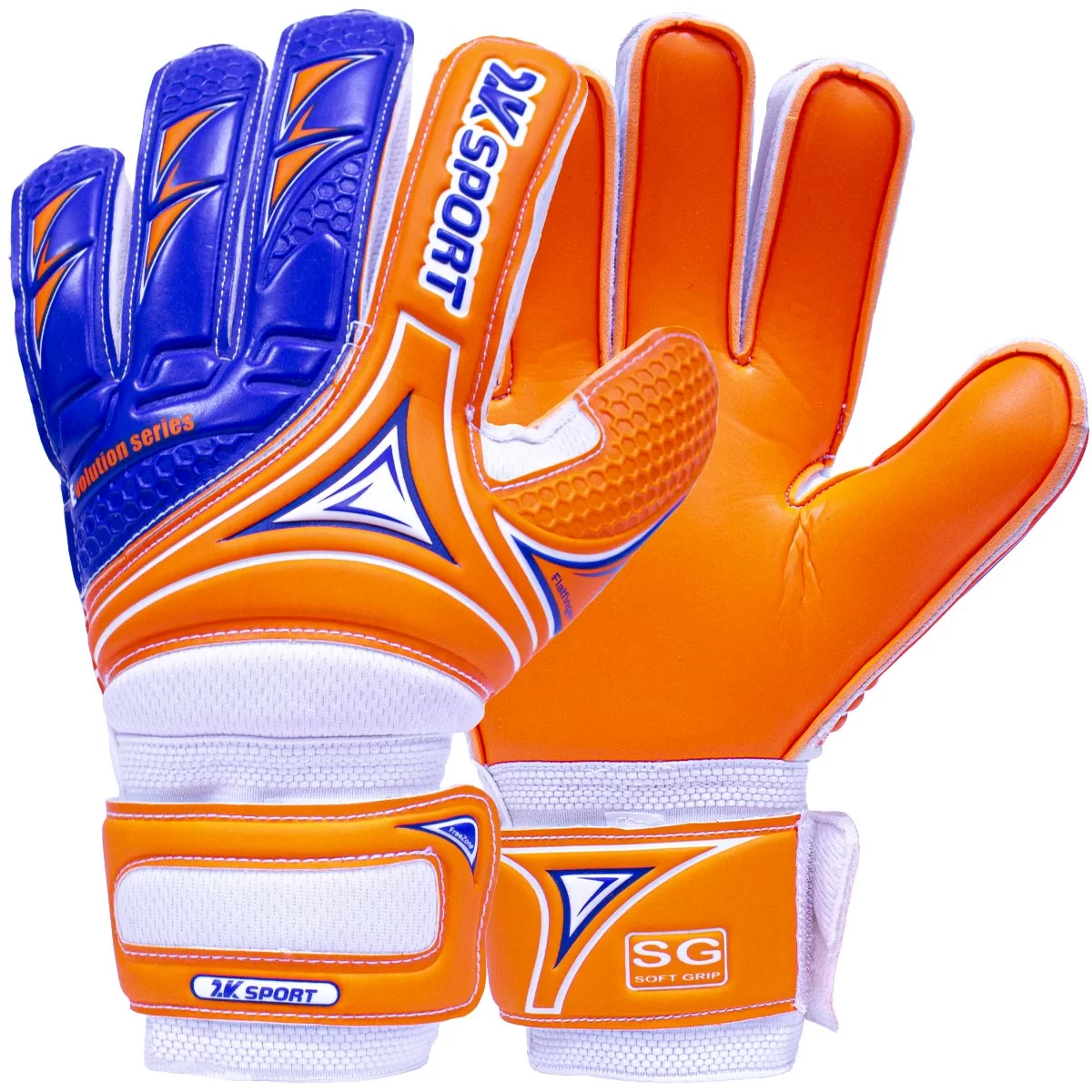 Фото Перчатки вратарские 2K Sport Evolution оранжево-голубой 124915 со склада магазина СпортЕВ