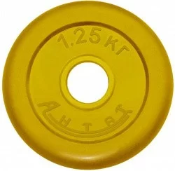 Диск d 26 мм Антат тренировочный обрезиненный 1.25 кг желтый ДтАЦ-01.25-26