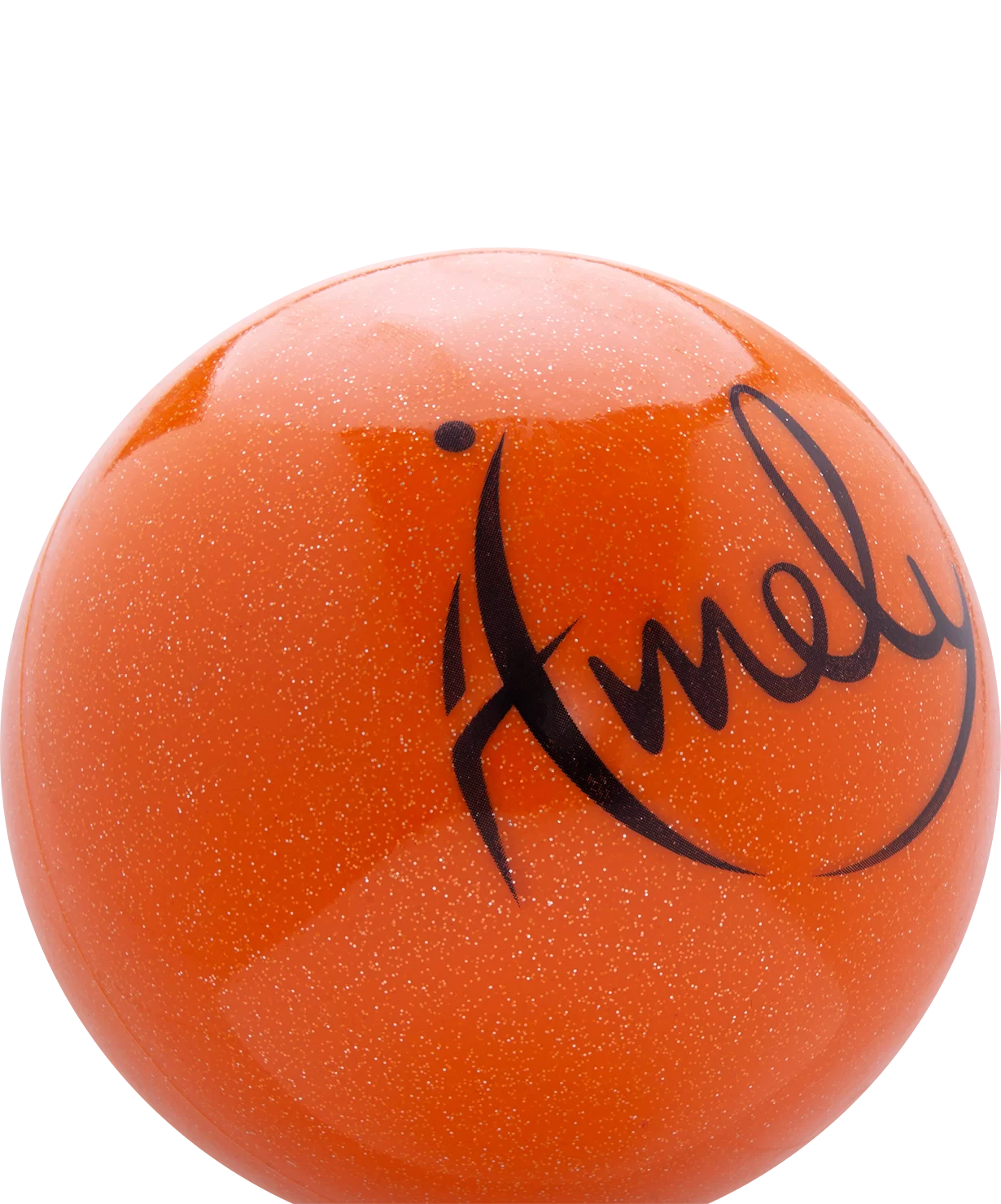 Фото Мяч для художественной гимнастики 15 см Amely AGB-303 с насыщенными блестками оранжевый 19943 со склада магазина СпортЕВ