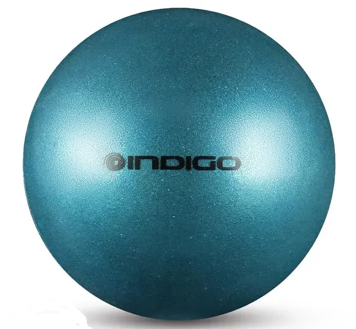 Фото Мяч для художественной гимнастики 19 см 400 г Indigo металлик голубой с блестками IN118 со склада магазина СпортЕВ