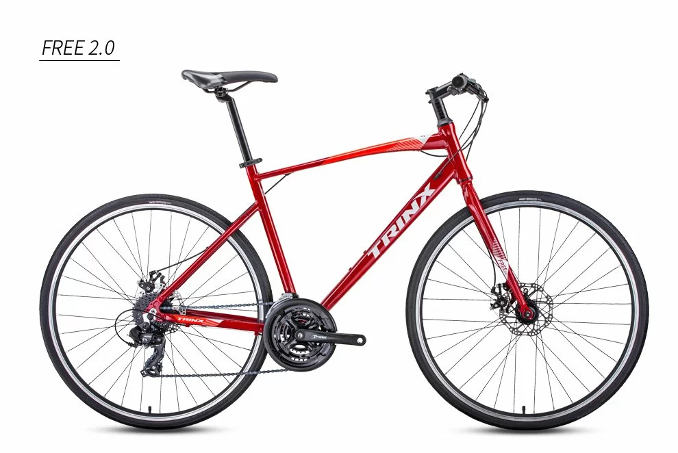 Фото Велосипед TRINX Free 2.0 700С матовый черный/красный/белый со склада магазина СпортЕВ