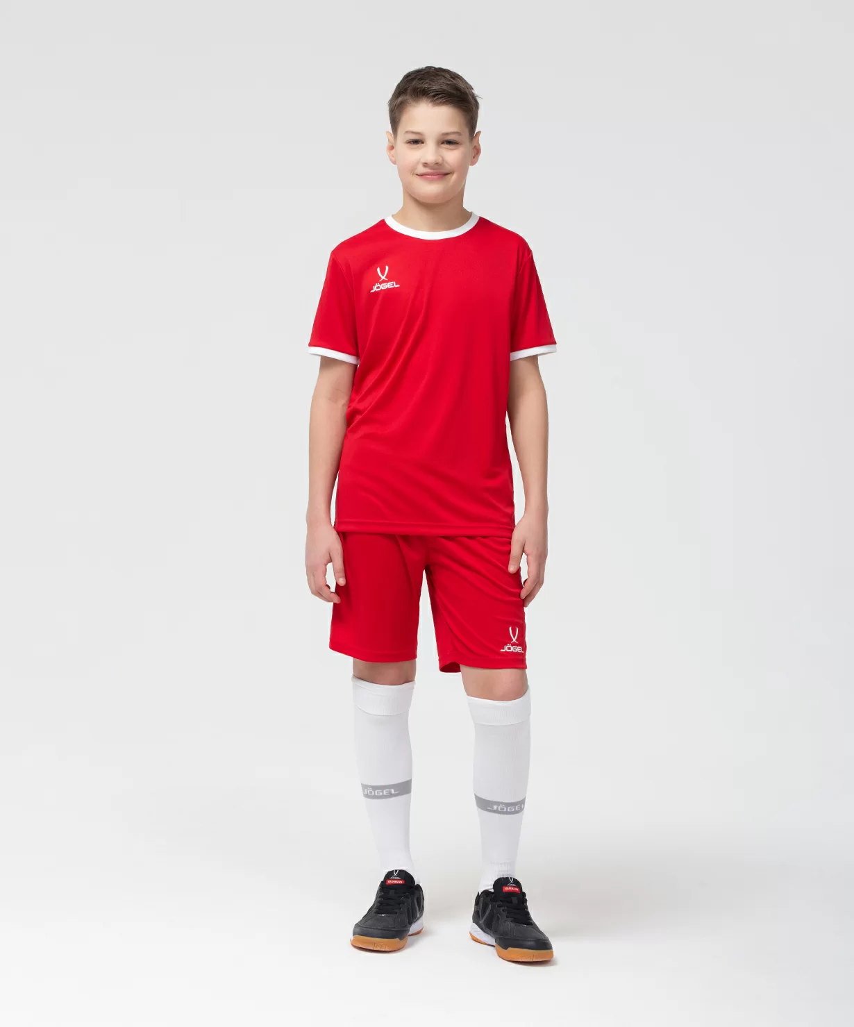Фото Футболка футбольная CAMP Origin, красный/белый, детский Jögel со склада магазина Спортев