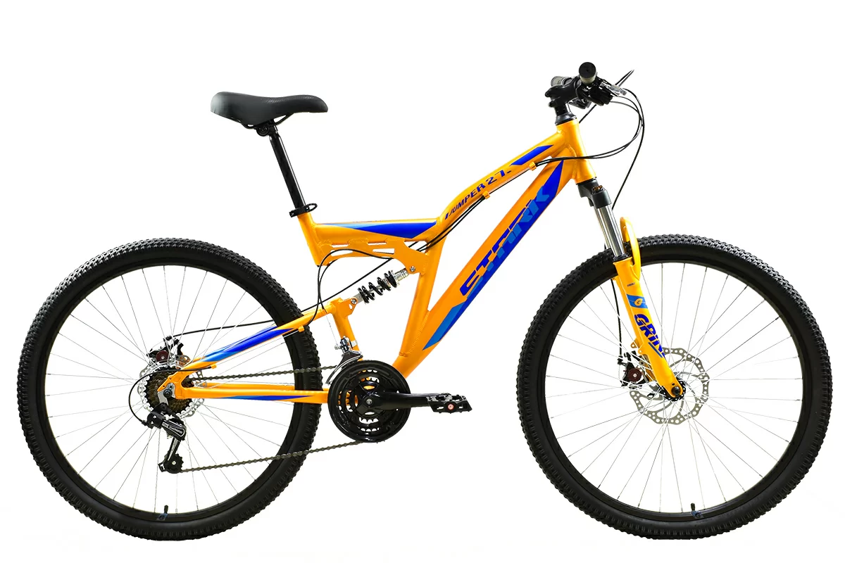 Фото Велосипед Stark Jumper 27.1 FS D (2024) оранжевый/голубой, синий со склада магазина Спортев