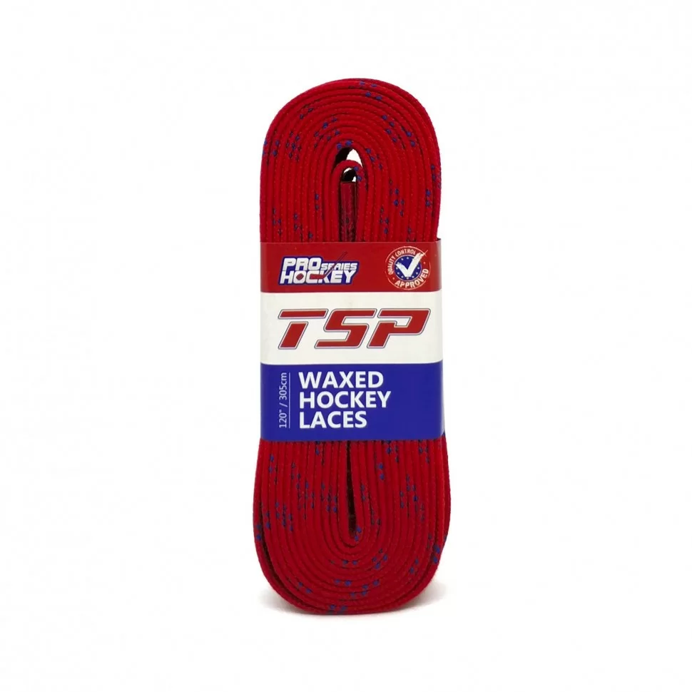 Фото Шнурки хоккейные 213 см с пропиткой TSP Hockey Laces Waxed red 2140 со склада магазина Спортев