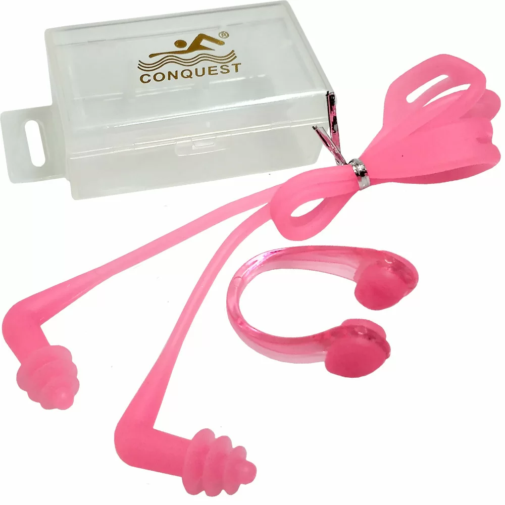 Фото Набор для плавания C33555-2 беруши и зажим для носа розовый со склада магазина СпортЕВ