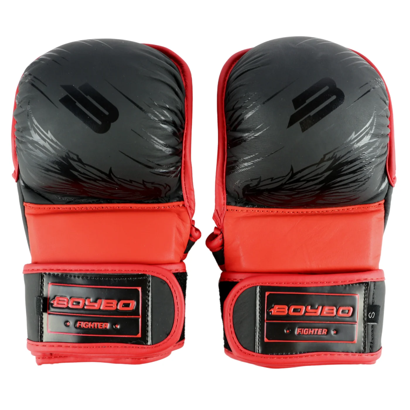 Фото Перчатки ММА BoyBo Wings кожа черно-красные 1434 со склада магазина Спортев
