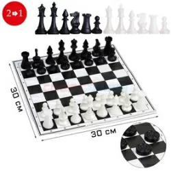 Набор игр (2в1) (шашки, шахматы) в пакете 02-26