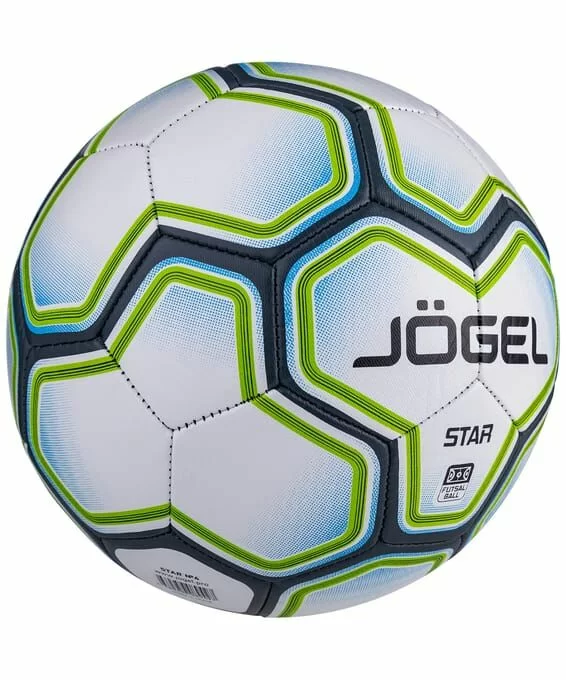 Фото Мяч футзальный Jogel Star №4 белый/синий/зеленый 16948 со склада магазина СпортЕВ