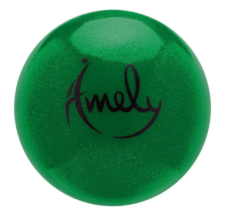 Фото Мяч для художественной гимнастики 15 см Amely AGB-303 с насыщенными блестками зеленый 19942 со склада магазина СпортЕВ