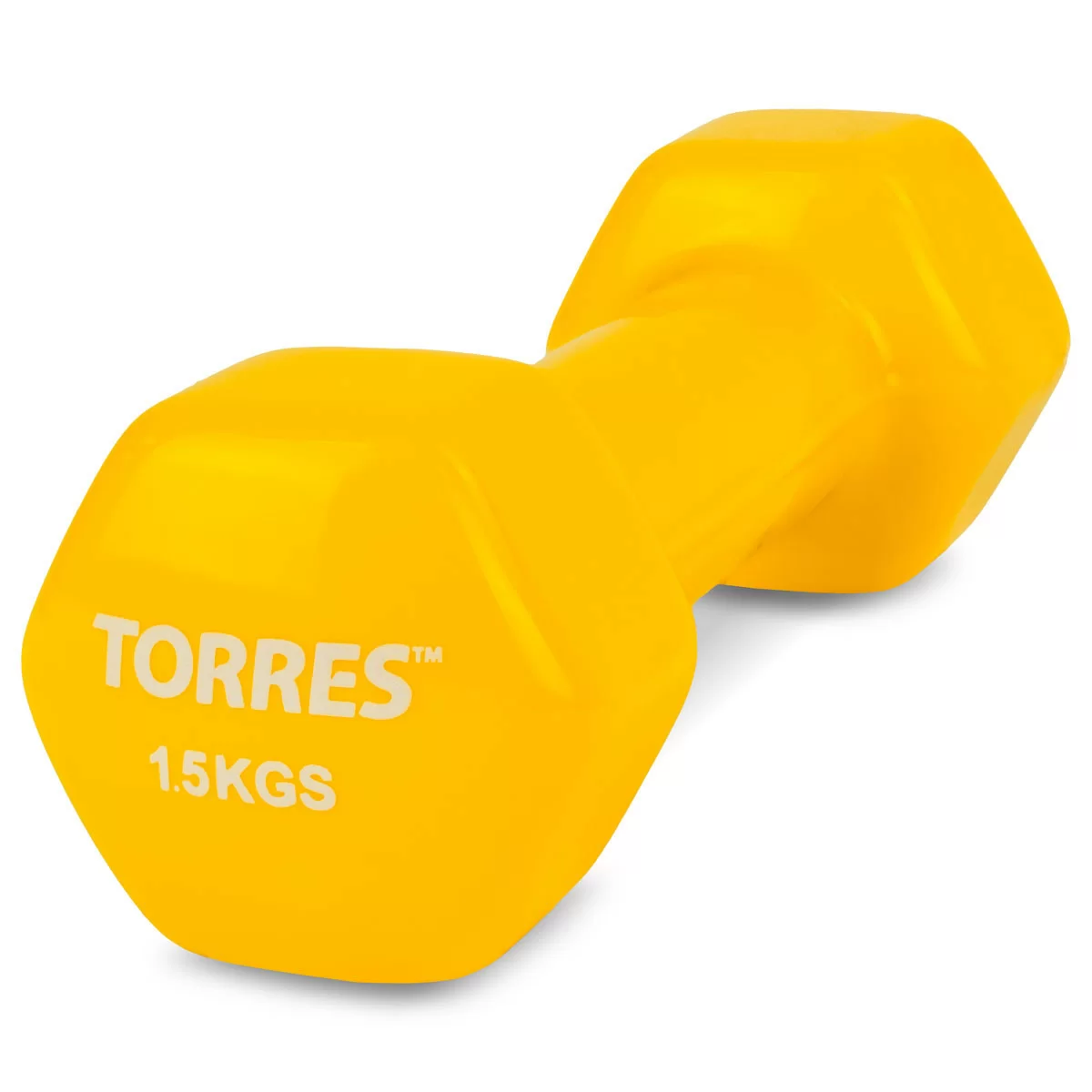 Фото Гантель виниловая 1,5 кг Torres желтый PL522203 со склада магазина СпортЕВ