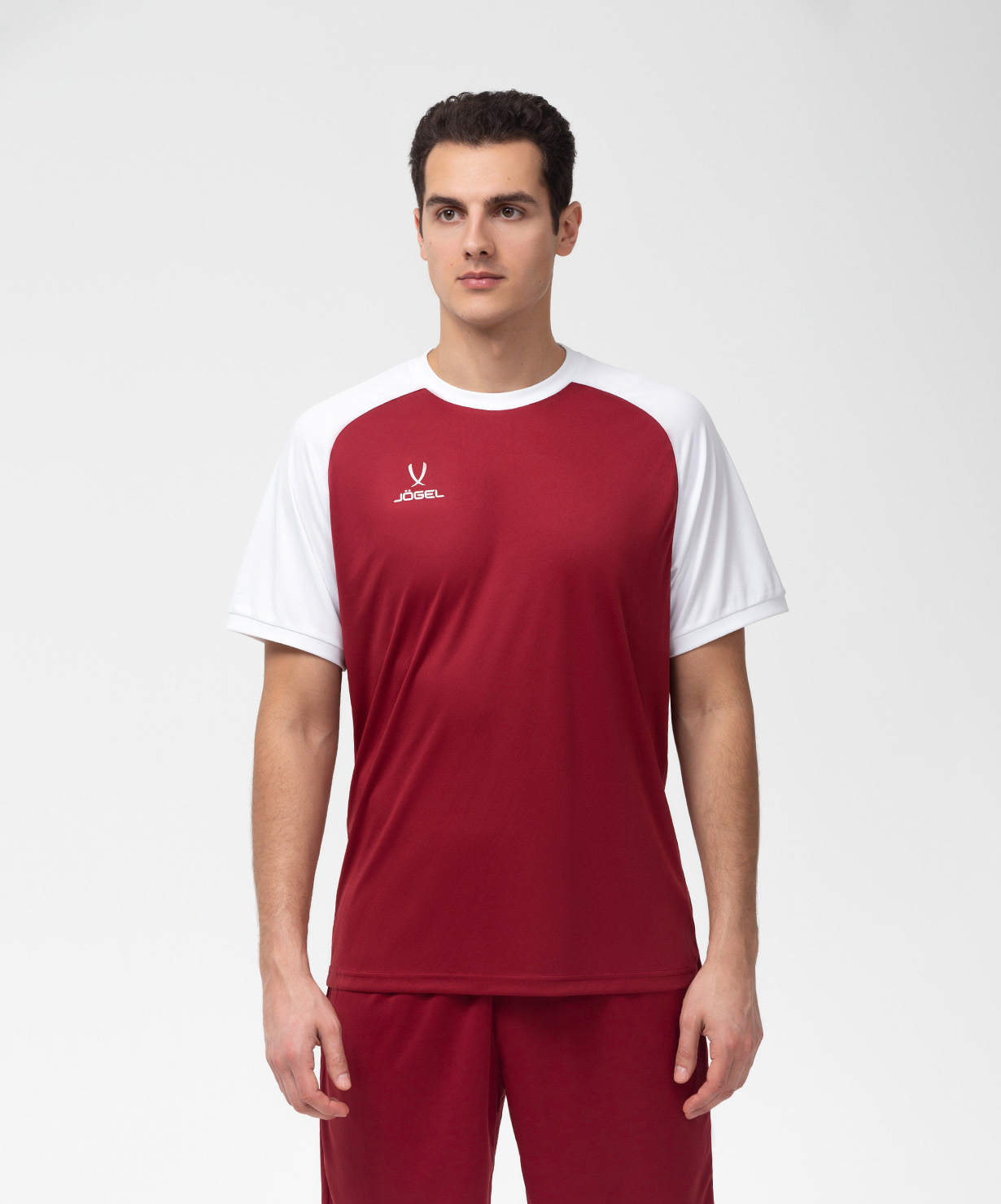 Фото Футболка игровая JOGEL CAMP Reglan Jersey, гранатовый/белый со склада магазина Спортев