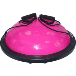 Полусфера Bosu гимнастическая 58 см в комплекте с эспандером и насосом розовая YW-1524P