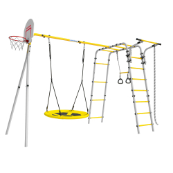Детский спортивный комплекс для дачи ROMANA Акробат - 2 (желтый/серый) (Качели гнездо - 100см) 103.19.05 + 1.Д-26.27