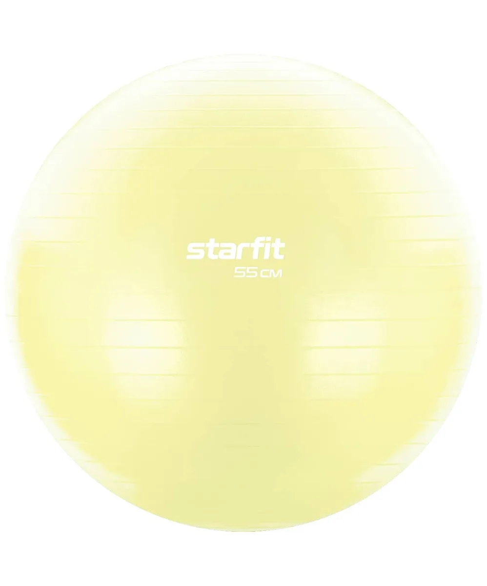 Фото Фитбол 55 см StarFit GB-104 900 гр без насоса антивзрыв пастельный желтый 18965 со склада магазина СпортЕВ